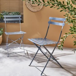 2er-Set klappbare Gartenstühle aus Stahl