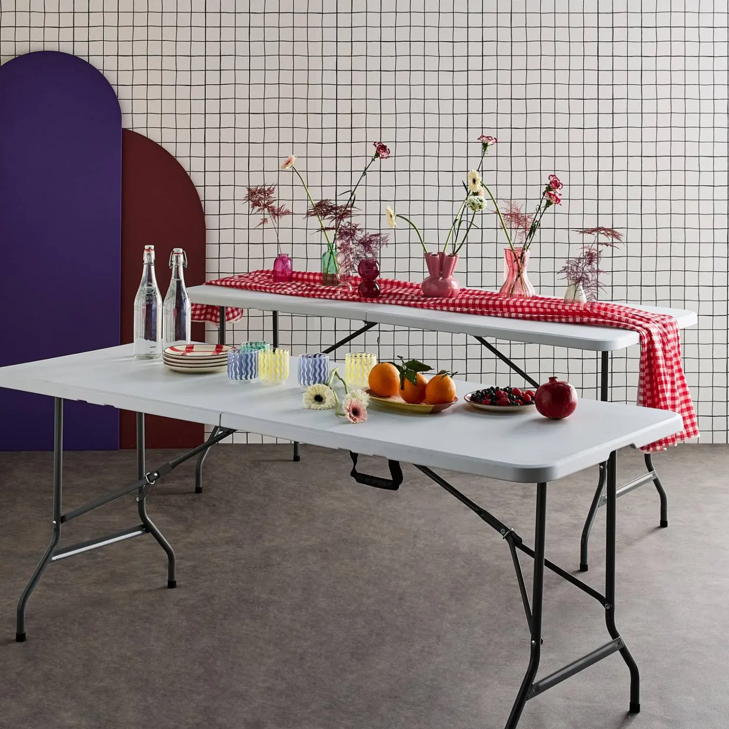 2er-Set klappbare Partytische aus Kunststoff 180 cm