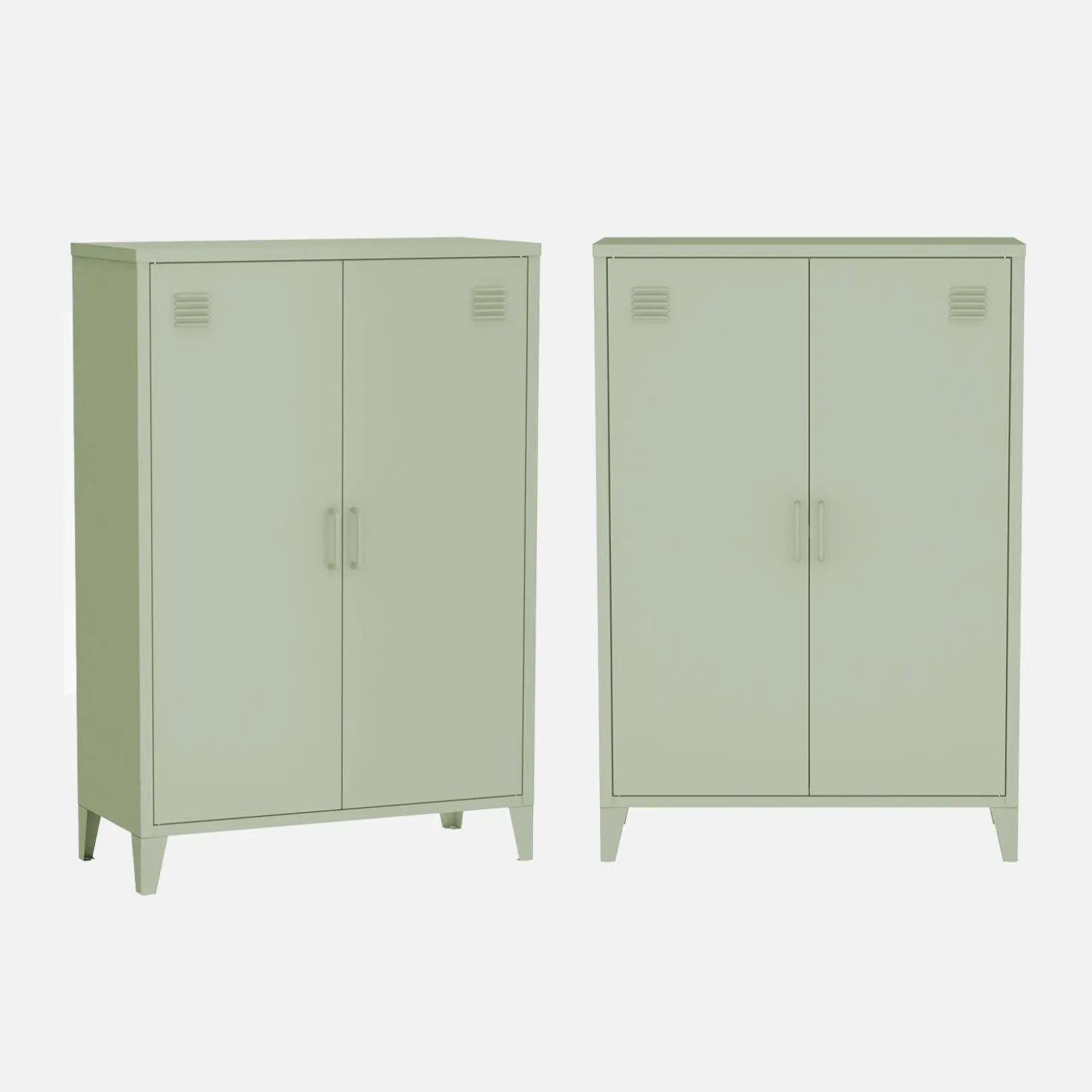 2er-Set Kommoden/Schränke aus Metall mit 2 Türen