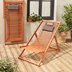 2er-Set Liegestühle aus Holz