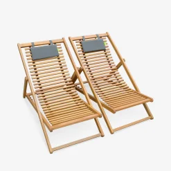 2er-Set Liegestühle aus Holz
