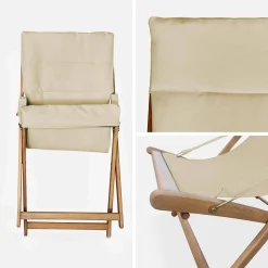 2er Set Liegestühle aus Holz, klappbar, gepolsterte Sitzfläche