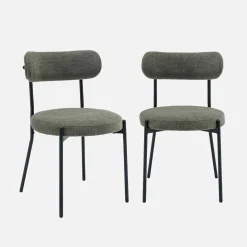 2er-Set Metallstühle mit Chenille-Bezug