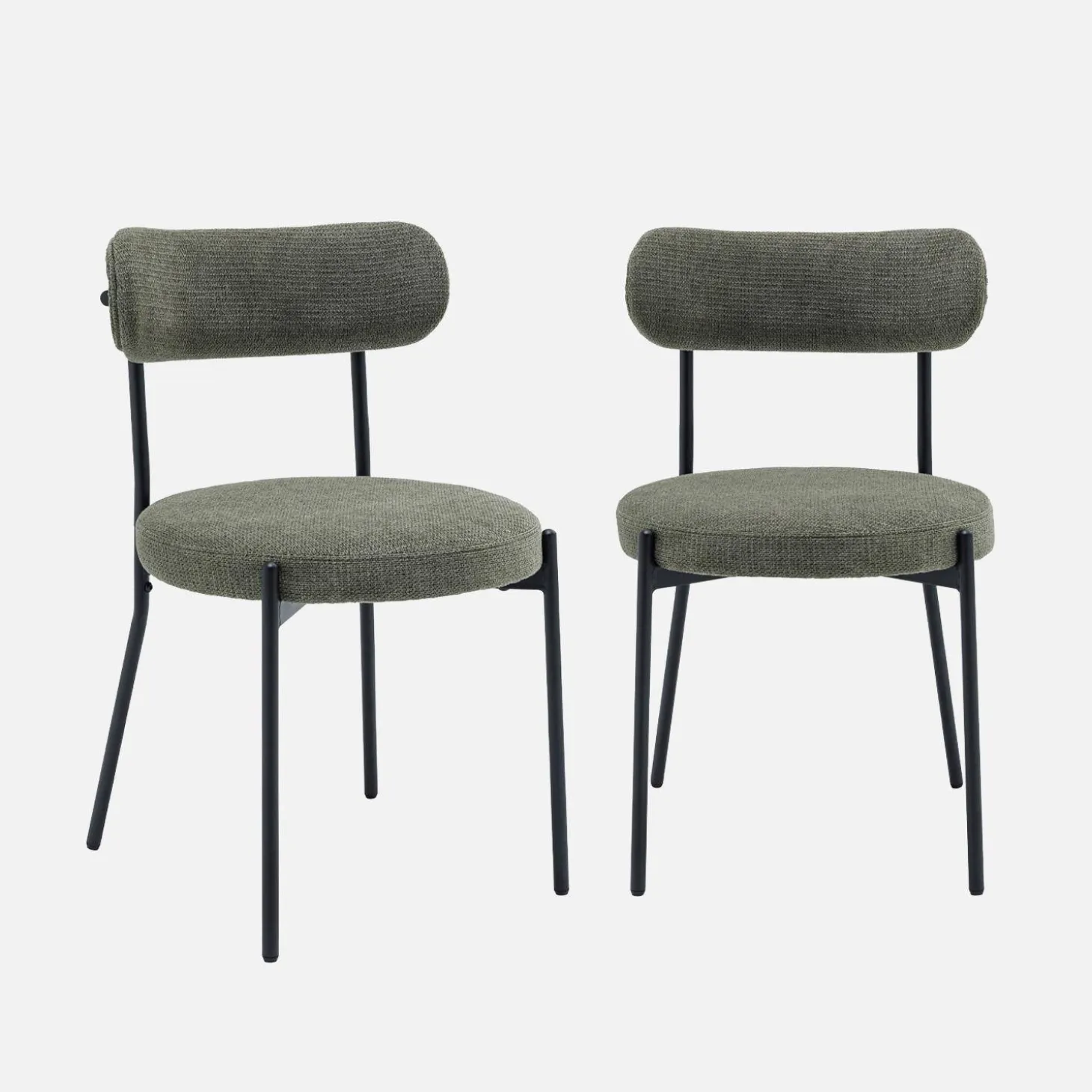 2er-Set Metallstühle mit Chenille-Bezug