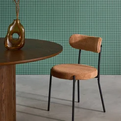 2er-Set Metallstühle mit Chenille-Bezug