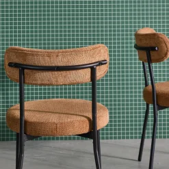 2er-Set Metallstühle mit Chenille-Bezug