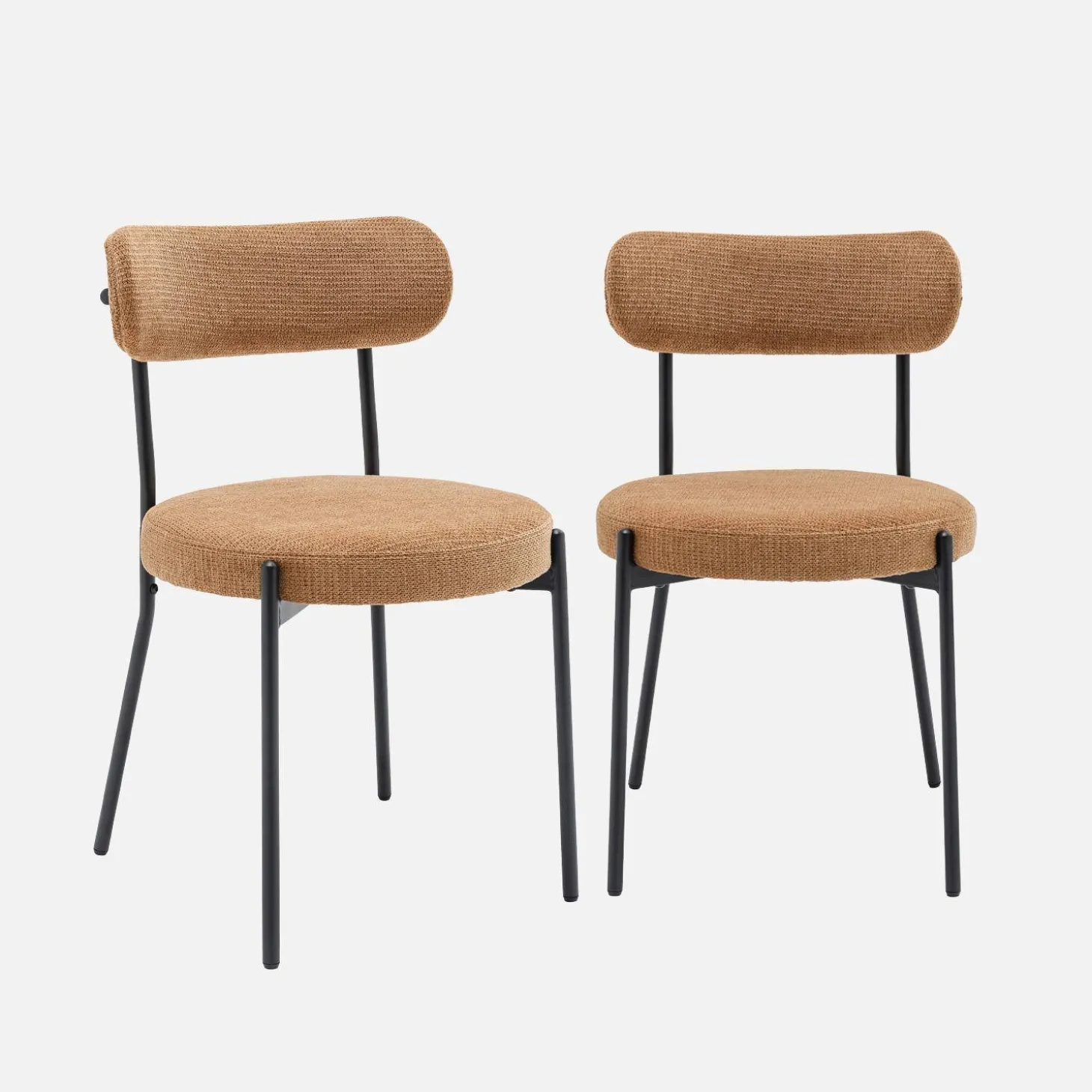 2er-Set Metallstühle mit Chenille-Bezug
