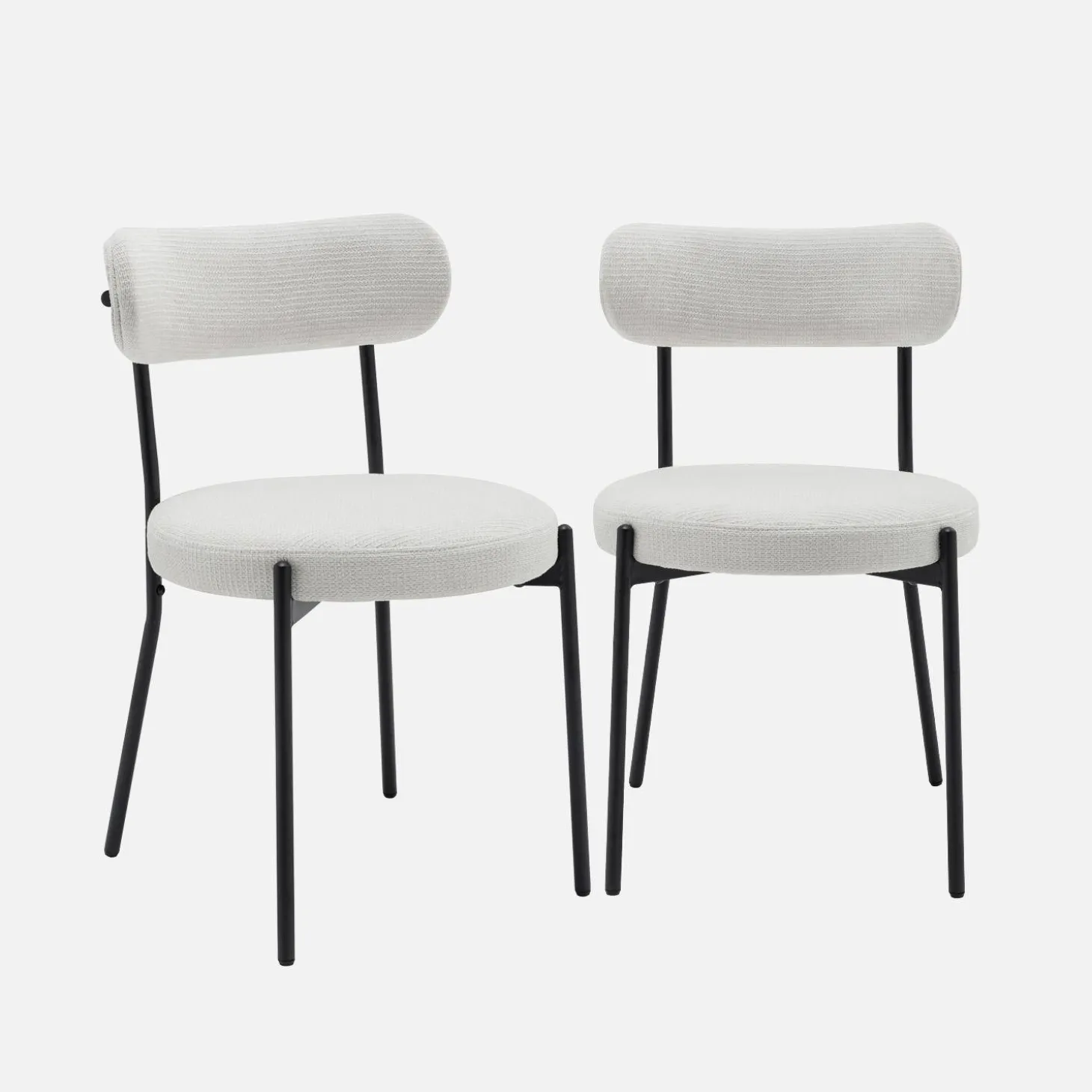 2er-Set Metallstühle mit Chenille-Bezug