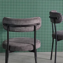 2er-Set Metallstühle mit Chenille-Bezug