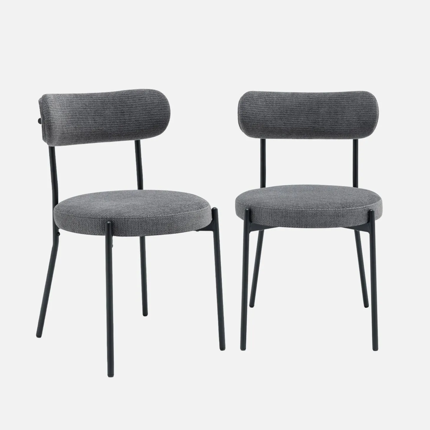 2er-Set Metallstühle mit Chenille-Bezug