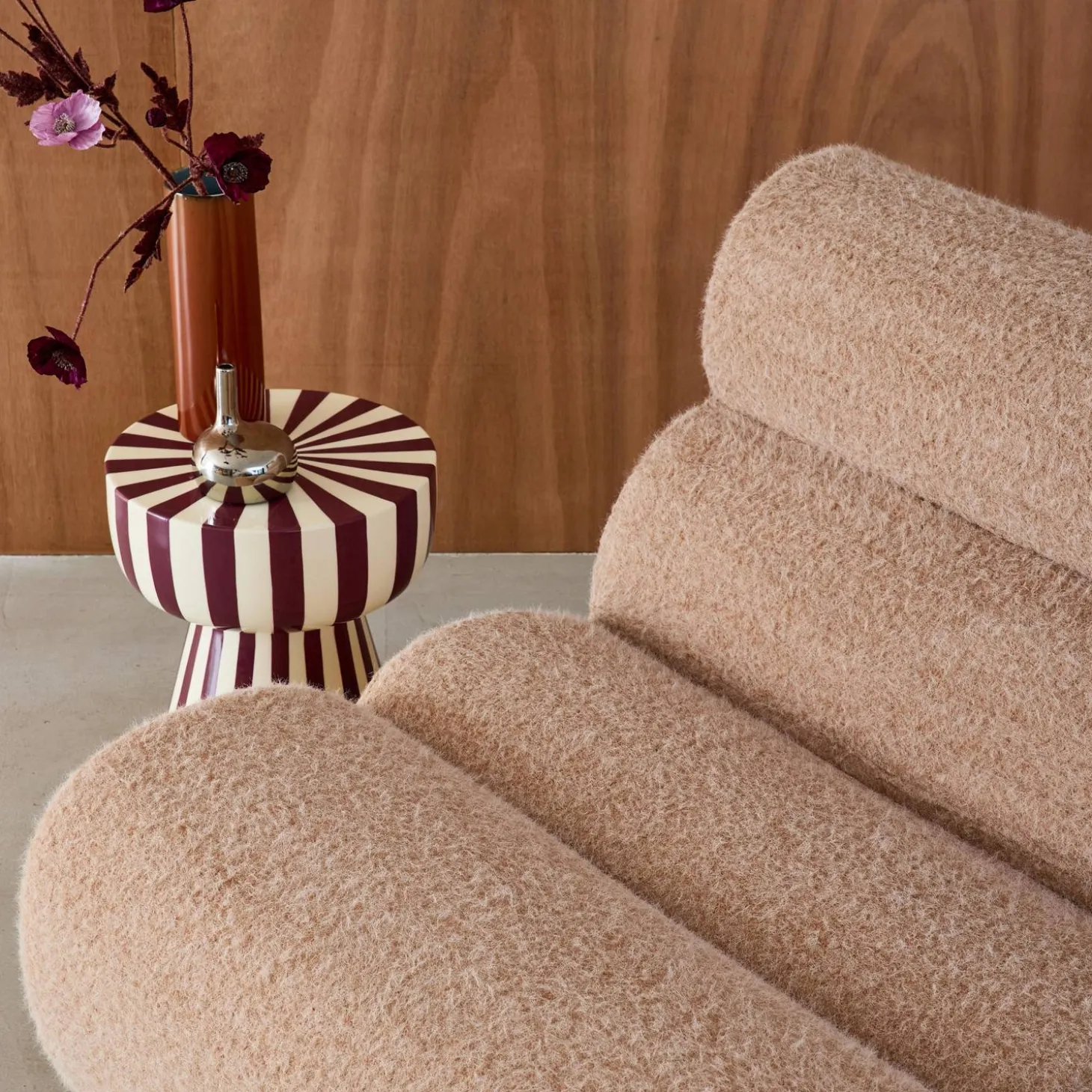 3er-Set modulare Lounge-Sessel mit Bezug im Alpaka-Look
