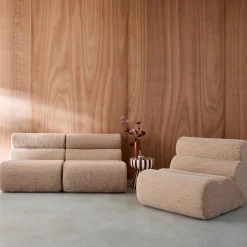 3er-Set modulare Lounge-Sessel mit Bezug im Alpaka-Look