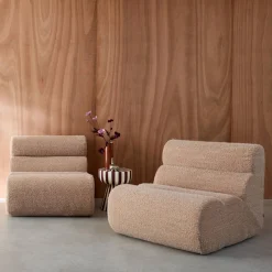 2er-Set modulare Lounge-Sessel mit Bezug im Alpaka-Look