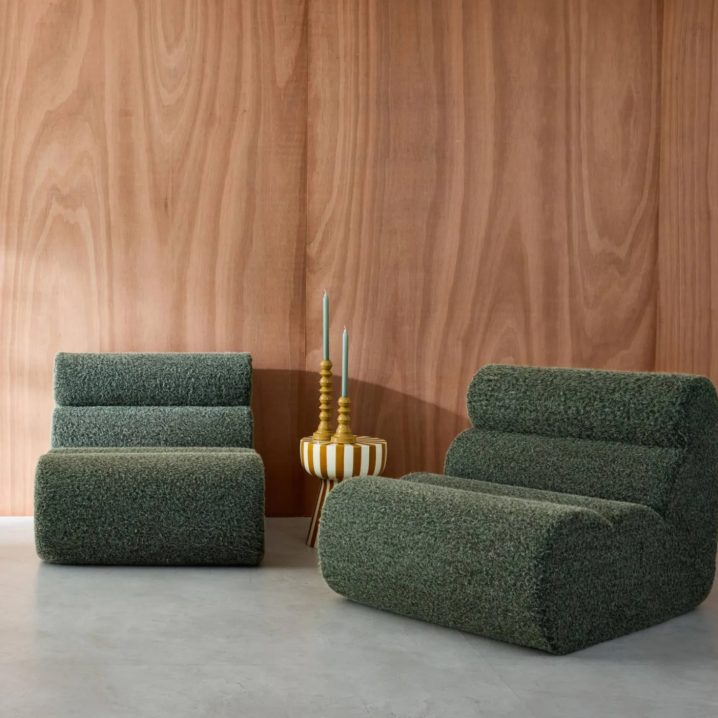2er-Set modulare Lounge-Sessel mit Bezug im Alpaka-Look