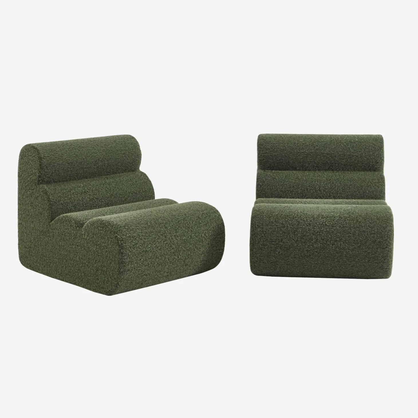 2er-Set modulare Lounge-Sessel mit Bezug im Alpaka-Look