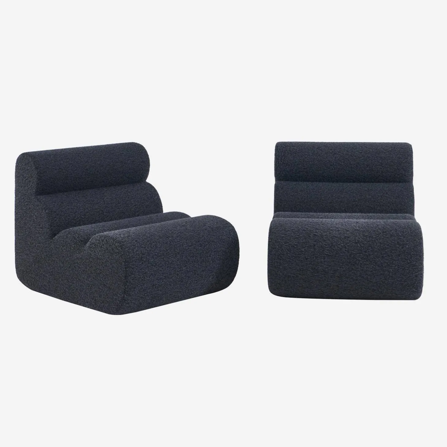 2er-Set modulare Lounge-Sessel mit Bezug im Alpaka-Look