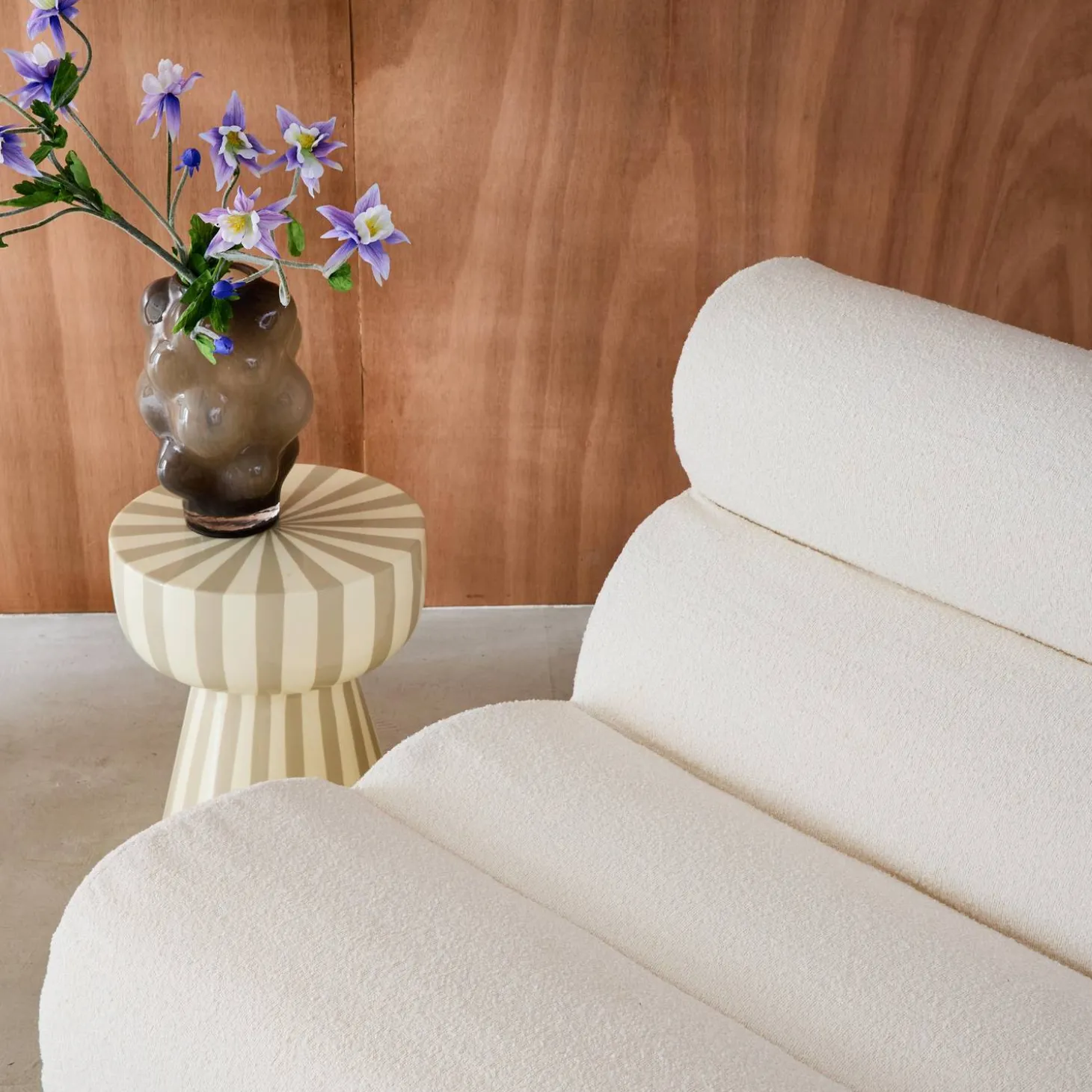 2er-Set modulare Lounge-Sessel mit strukturiertem Bouclé-Bezug