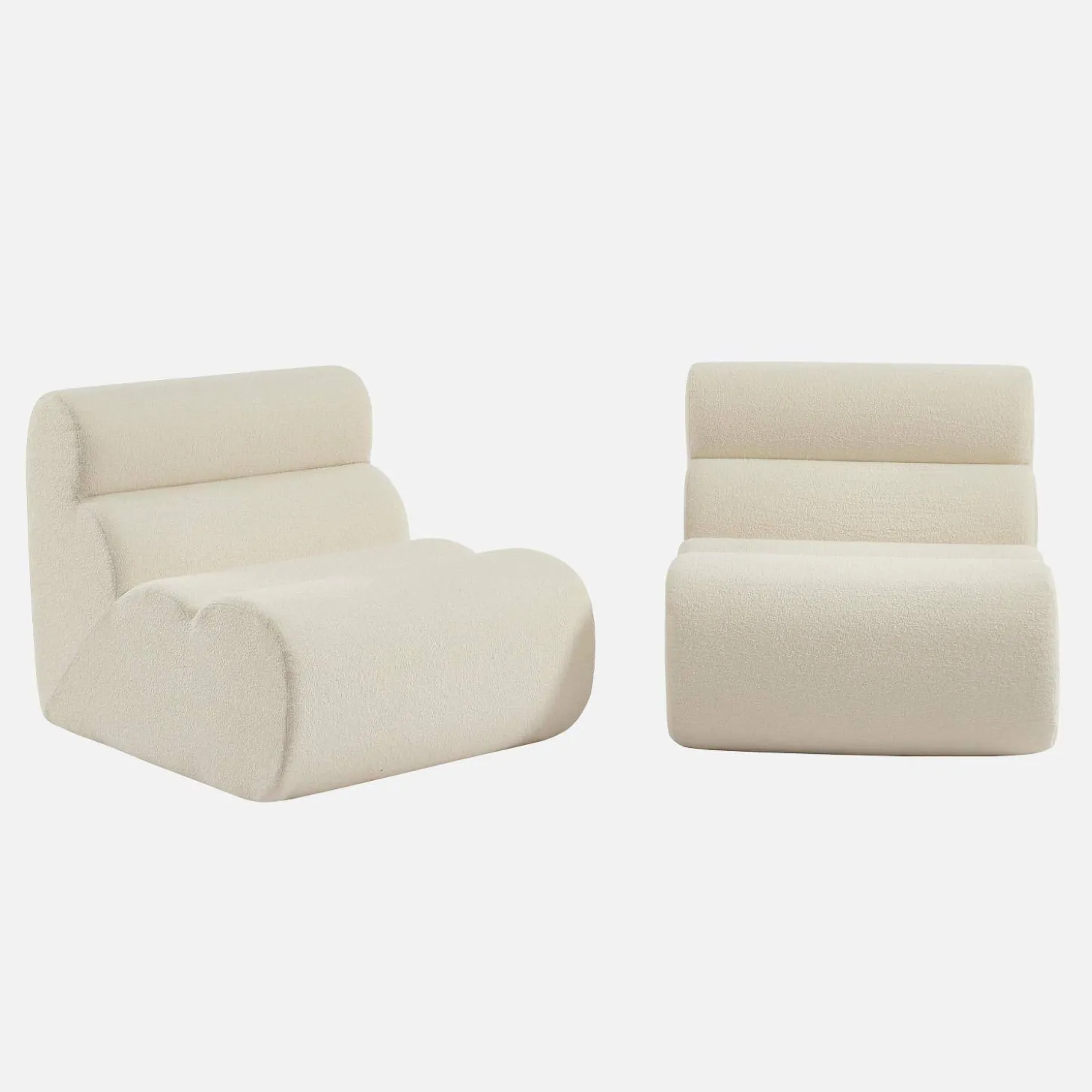 2er-Set modulare Lounge-Sessel mit strukturiertem Bouclé-Bezug