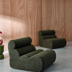2er-Set modulare Lounge-Sessel mit strukturiertem Bouclé-Bezug