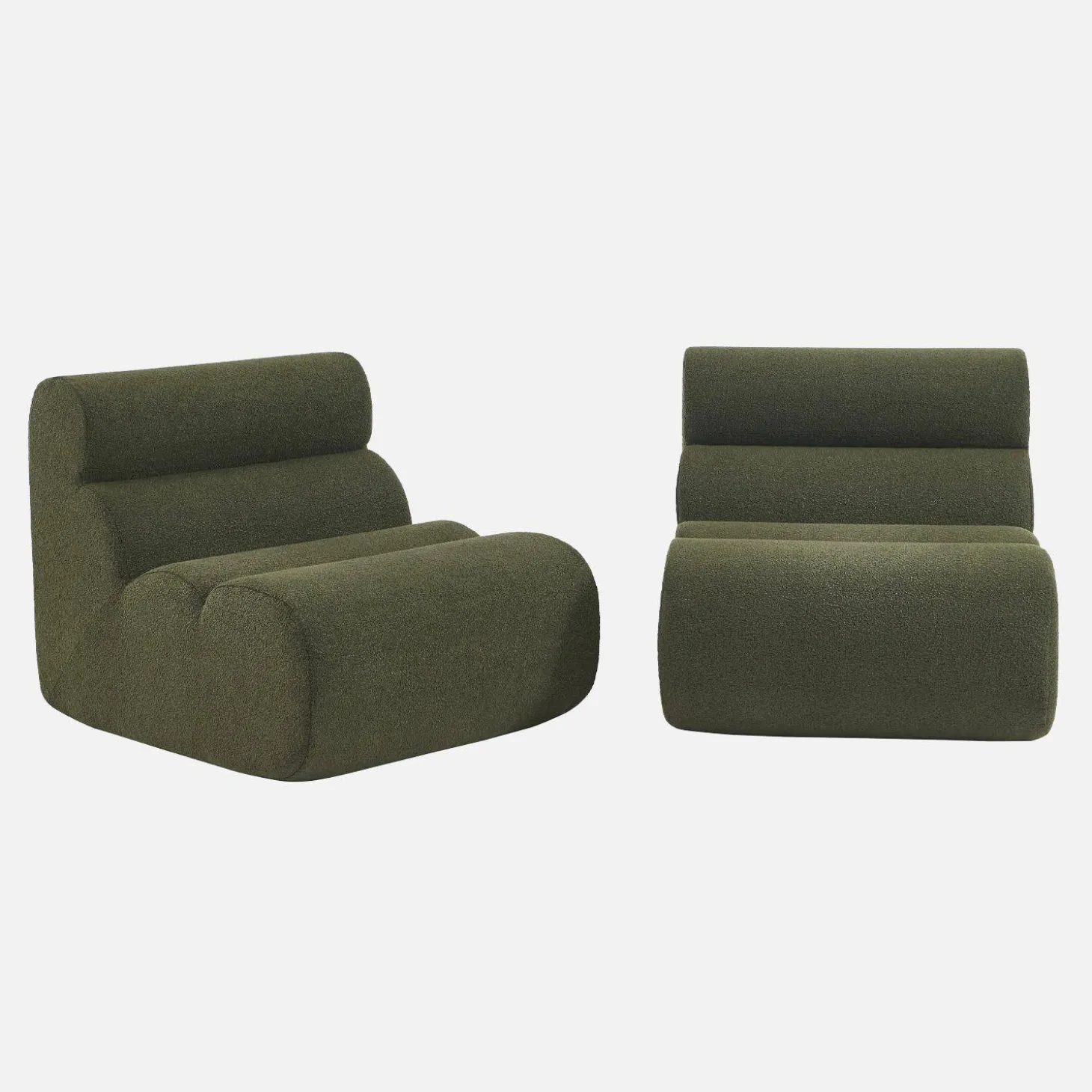 2er-Set modulare Lounge-Sessel mit strukturiertem Bouclé-Bezug