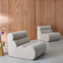 2er-Set modulare Lounge-Sessel mit strukturiertem Bouclé-Bezug