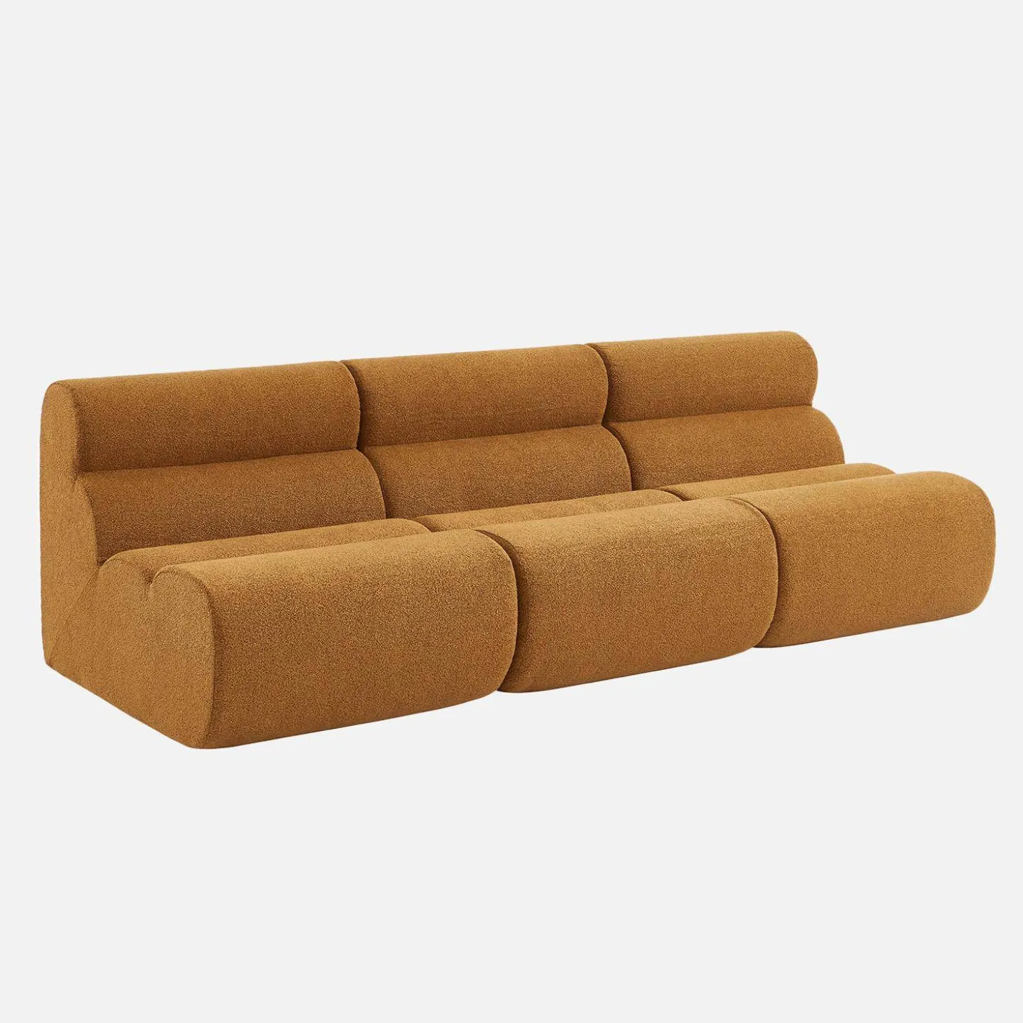 3er-Set modulare Lounge-Sessel mit strukturiertem Bouclé-Bezug