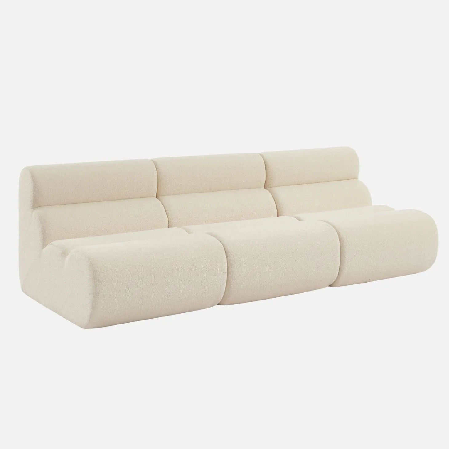 3er-Set modulare Lounge-Sessel mit strukturiertem Bouclé-Bezug
