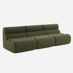 3er-Set modulare Lounge-Sessel mit strukturiertem Bouclé-Bezug
