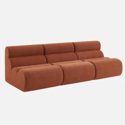 3er-Set modulare Lounge-Sessel mit strukturiertem Bouclé-Bezug