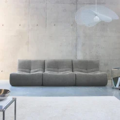 3er-Set modulare 1-Sitzer Sessel mit strukturiertem Bouclé-Bezug