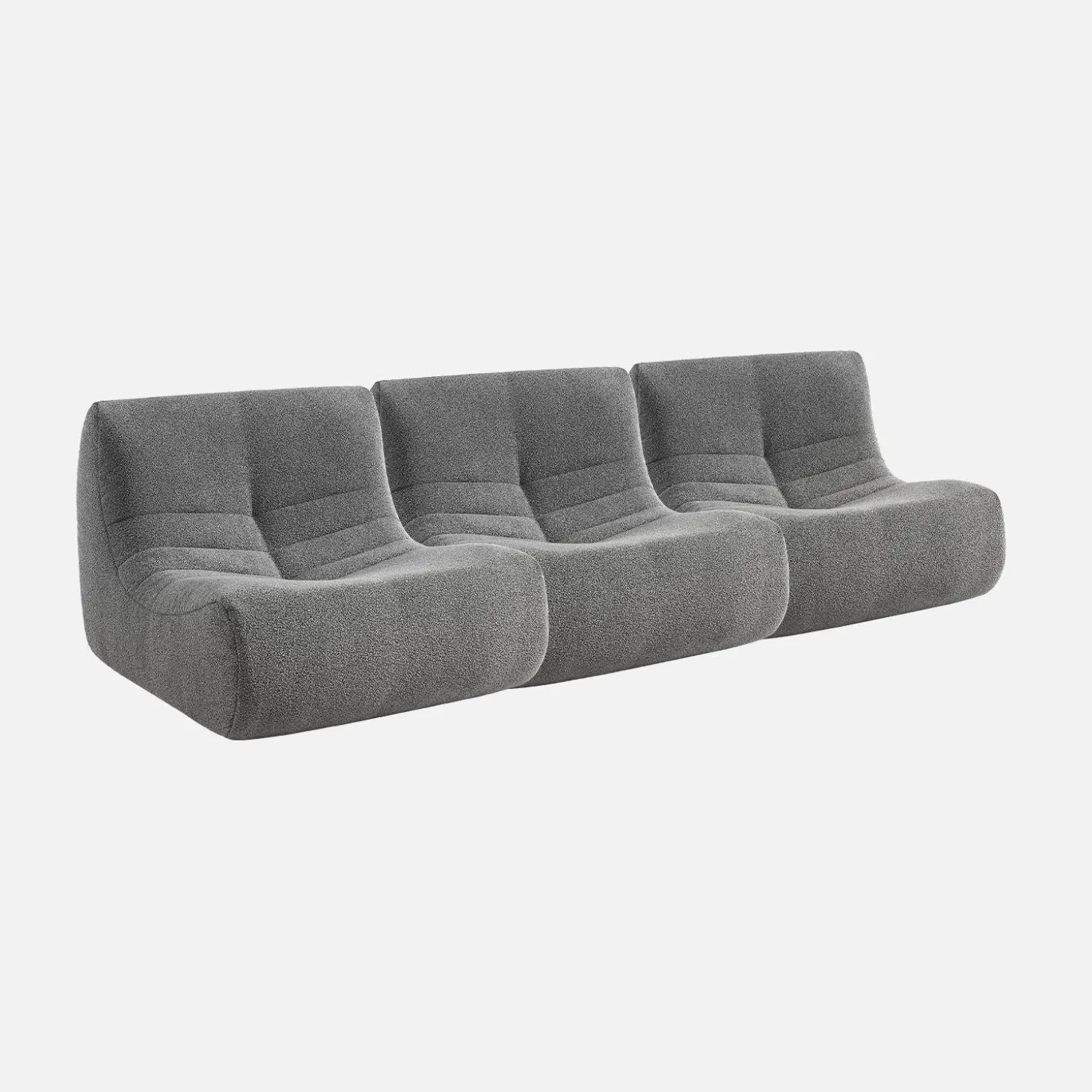 3er-Set modulare 1-Sitzer Sessel mit strukturiertem Bouclé-Bezug