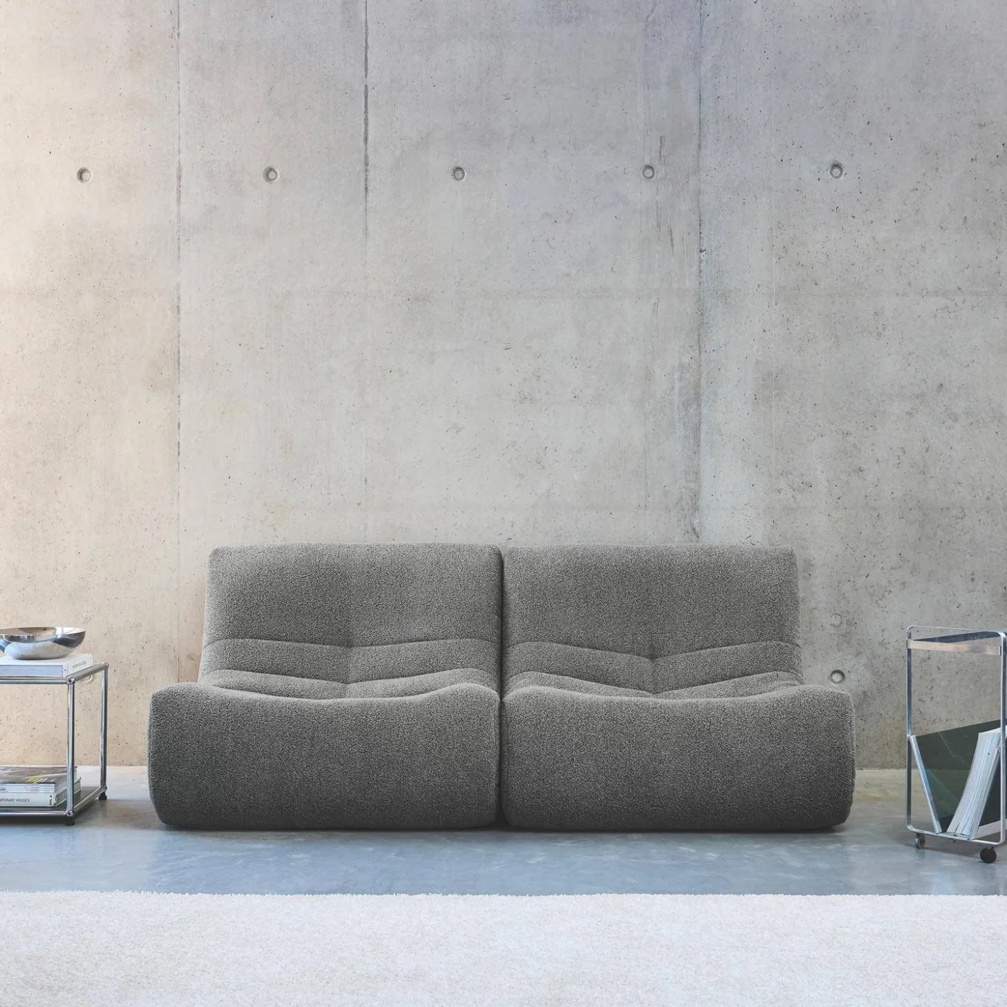 2er-Set modulare 1-Sitzer Sessel mit strukturiertem Bouclé-Bezug