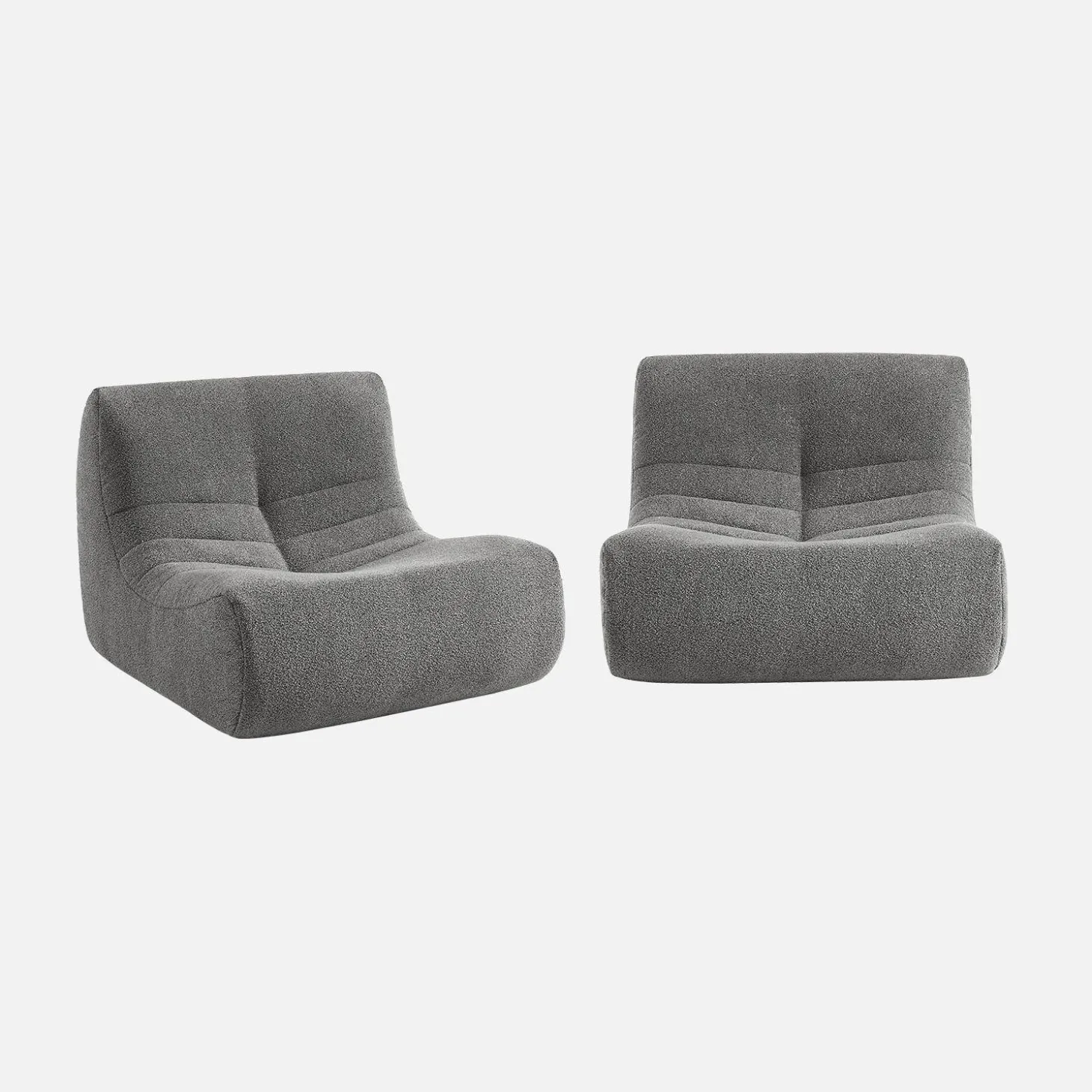 2er-Set modulare 1-Sitzer Sessel mit strukturiertem Bouclé-Bezug