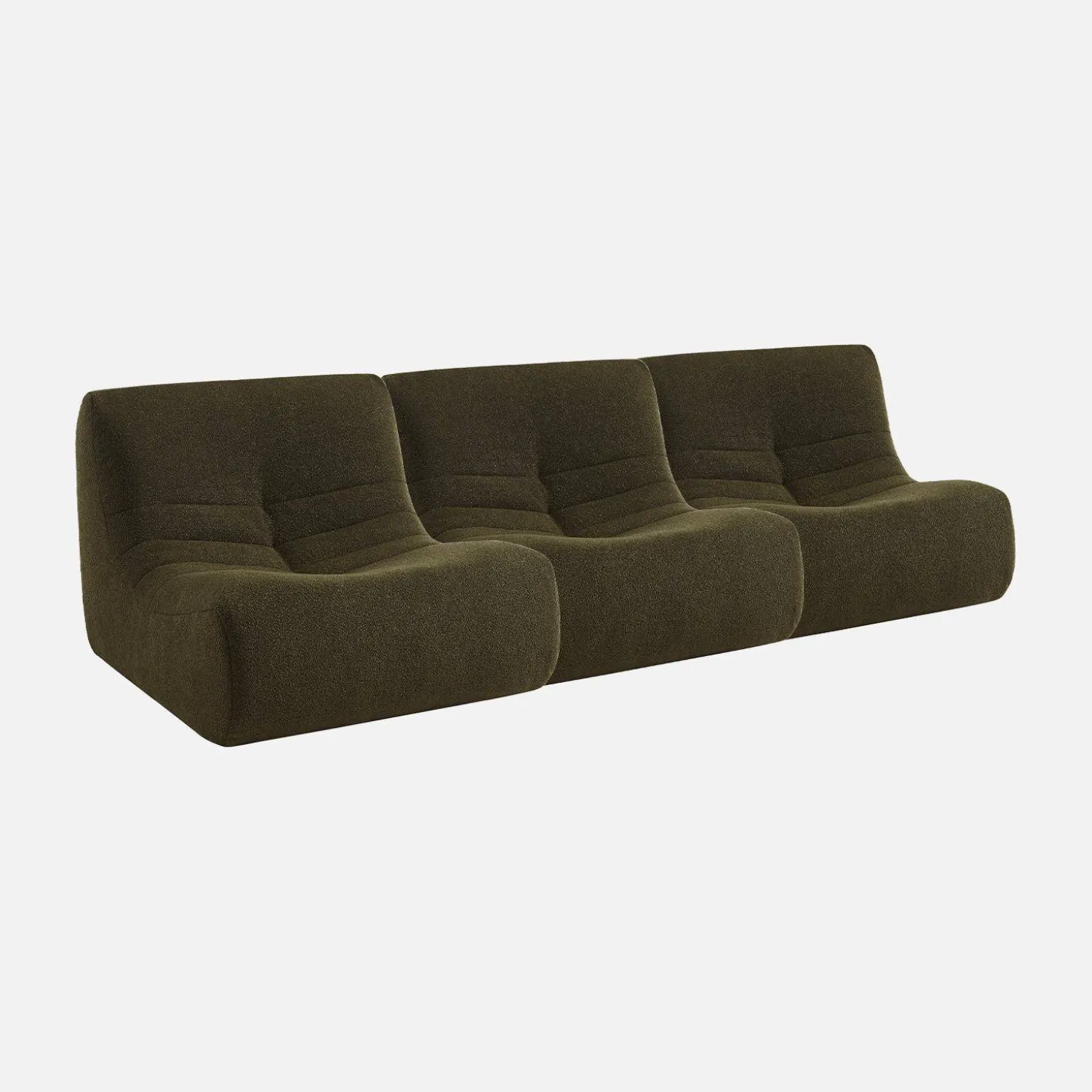3er-Set modulare 1-Sitzer Sessel mit strukturiertem Bouclé-Bezug