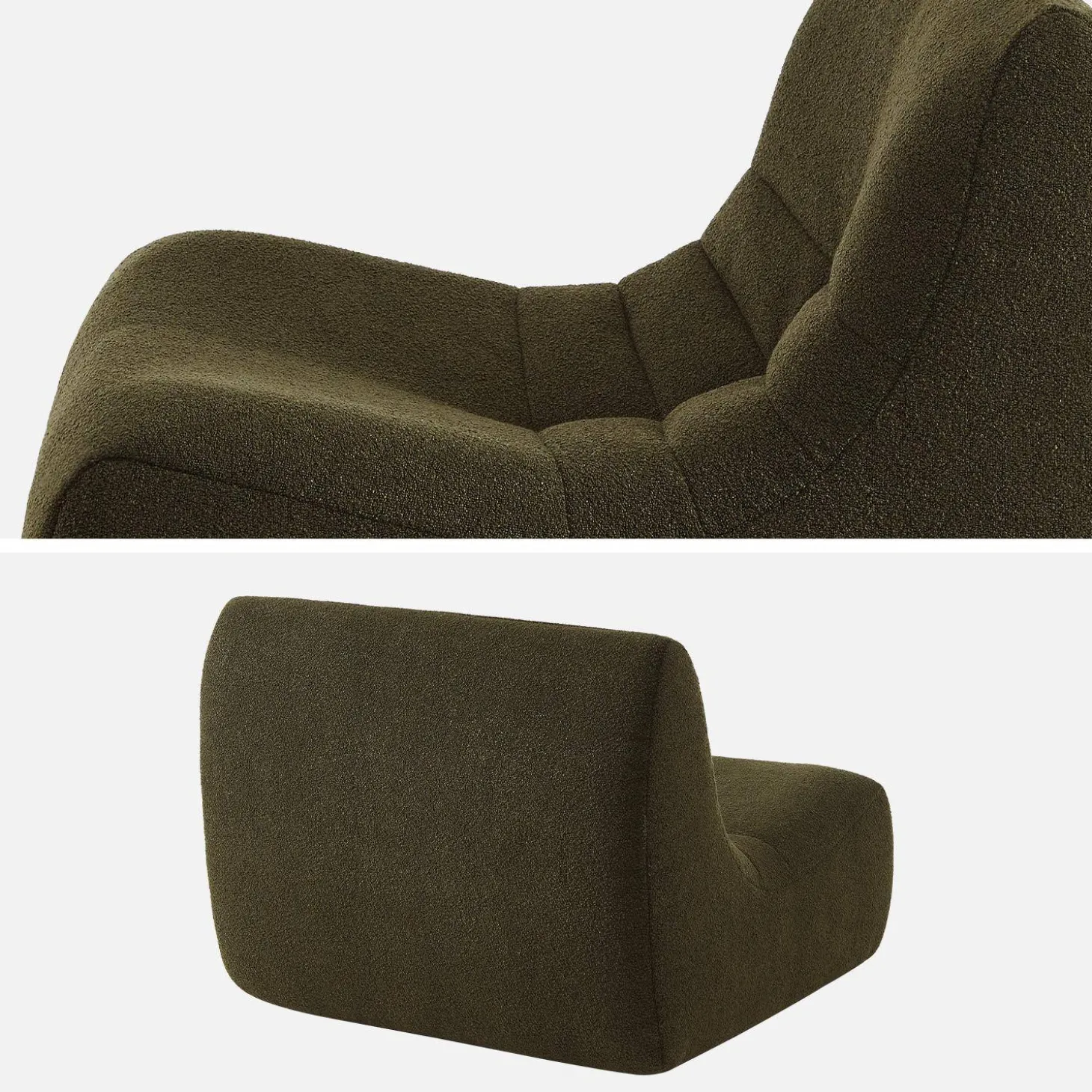 3er-Set modulare 1-Sitzer Sessel mit strukturiertem Bouclé-Bezug