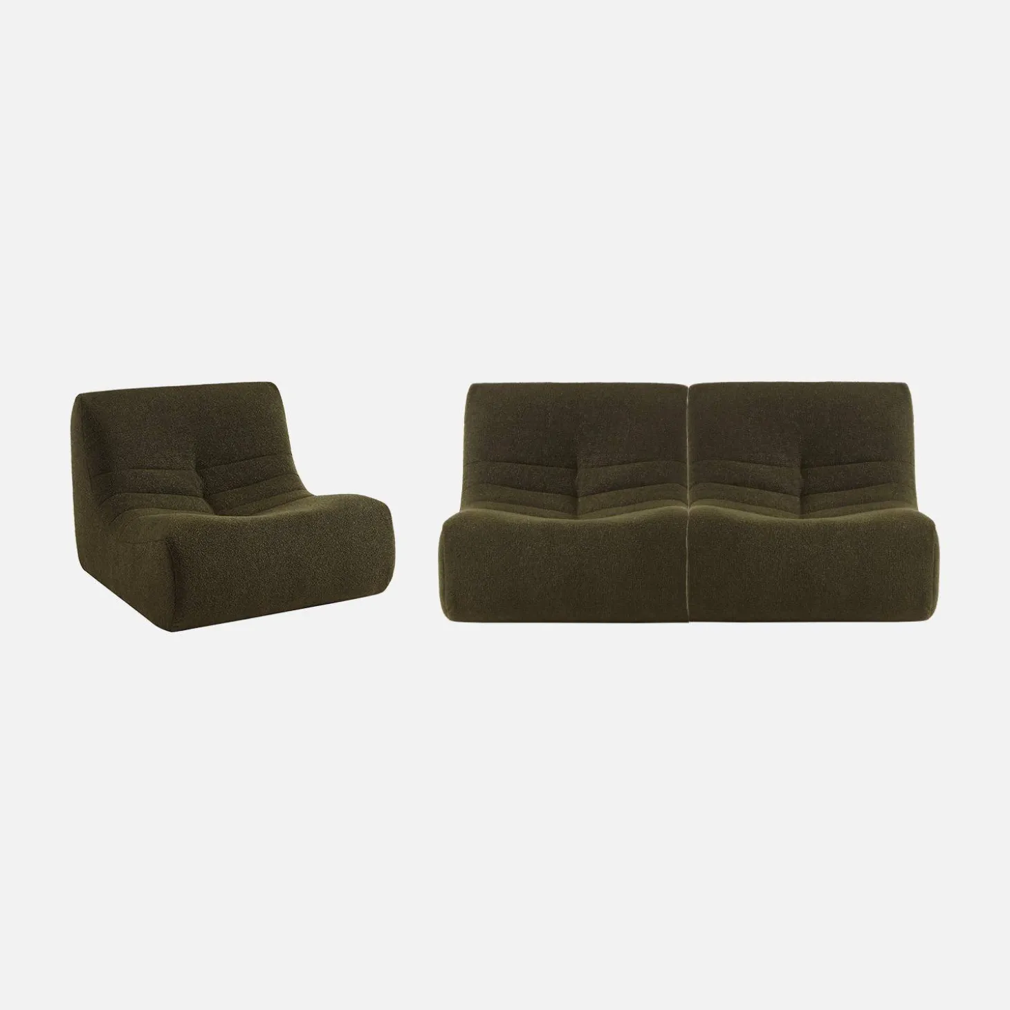3er-Set modulare 1-Sitzer Sessel mit strukturiertem Bouclé-Bezug