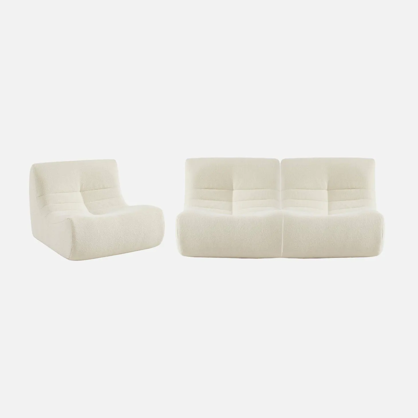 3er-Set modulare 1-Sitzer Sessel mit strukturiertem Bouclé-Bezug