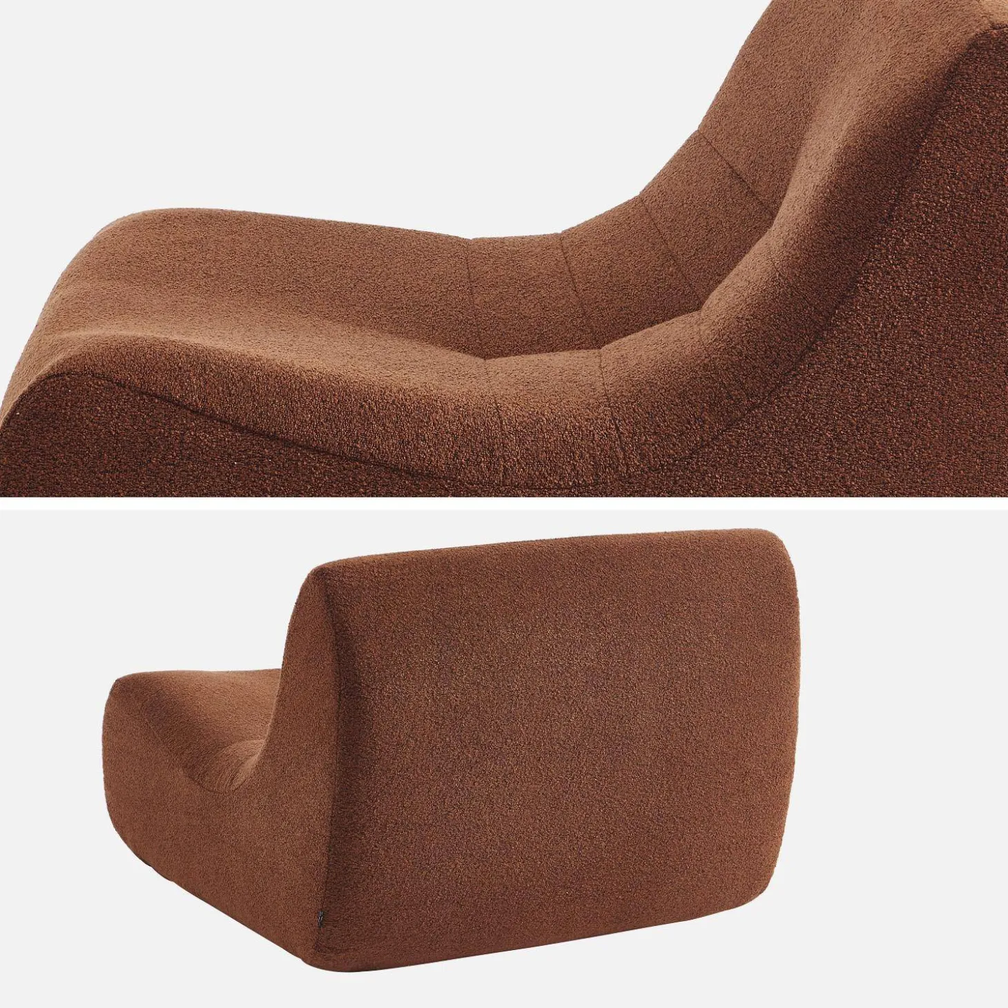 3er-Set modulare 1-Sitzer Sessel mit strukturiertem Bouclé-Bezug