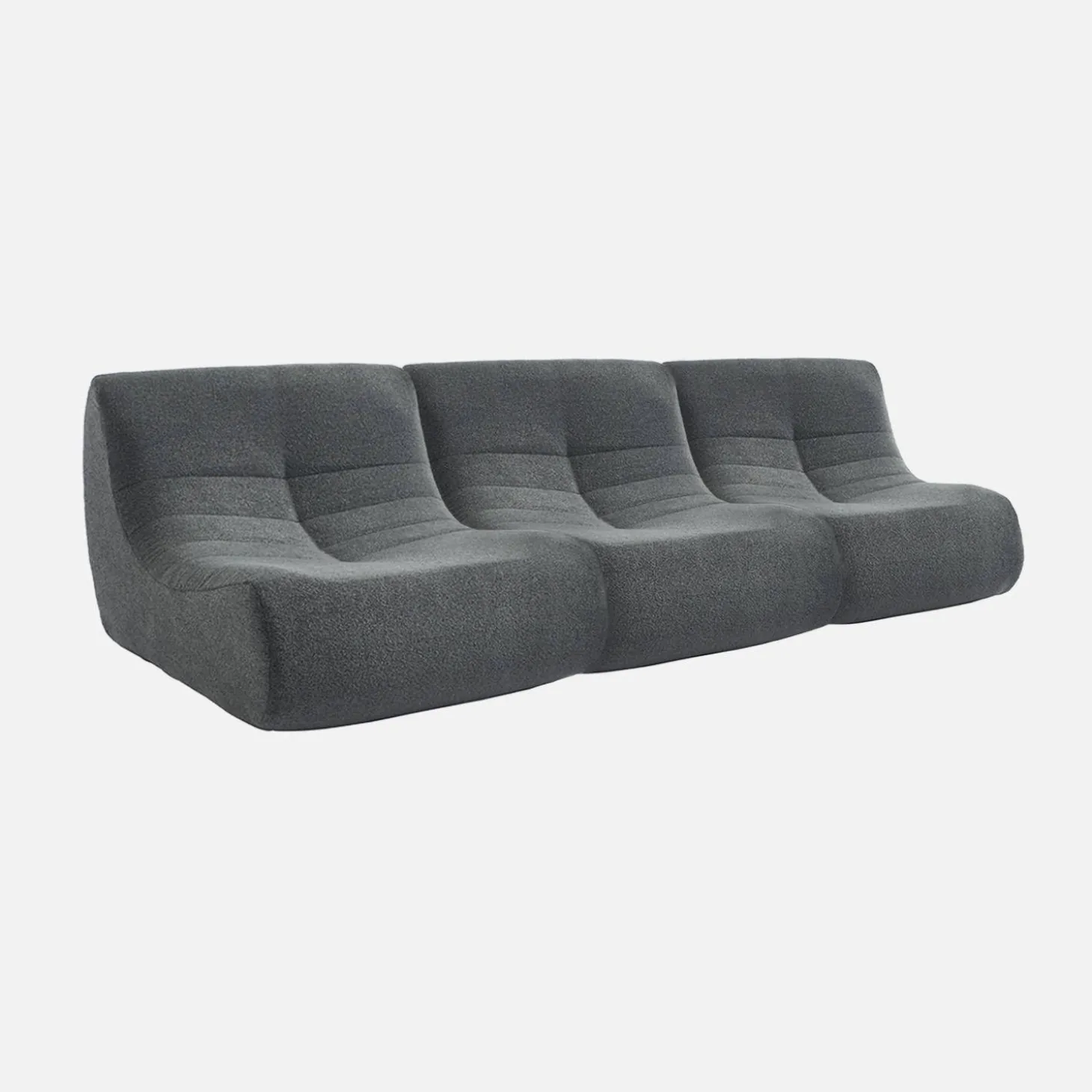 3er-Set modulare 1-Sitzer Sessel mit strukturiertem Bouclé-Bezug