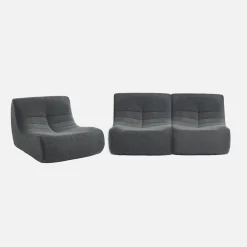 3er-Set modulare 1-Sitzer Sessel mit strukturiertem Bouclé-Bezug