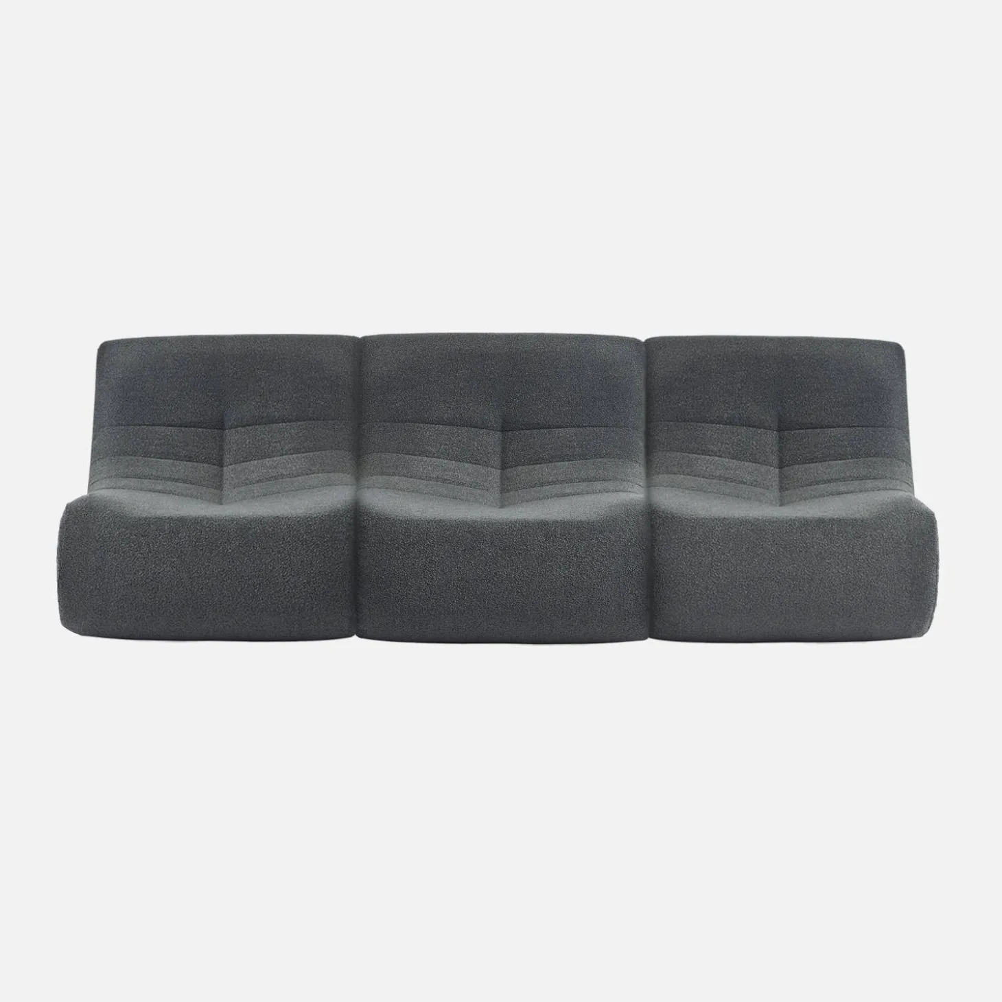 3er-Set modulare 1-Sitzer Sessel mit strukturiertem Bouclé-Bezug