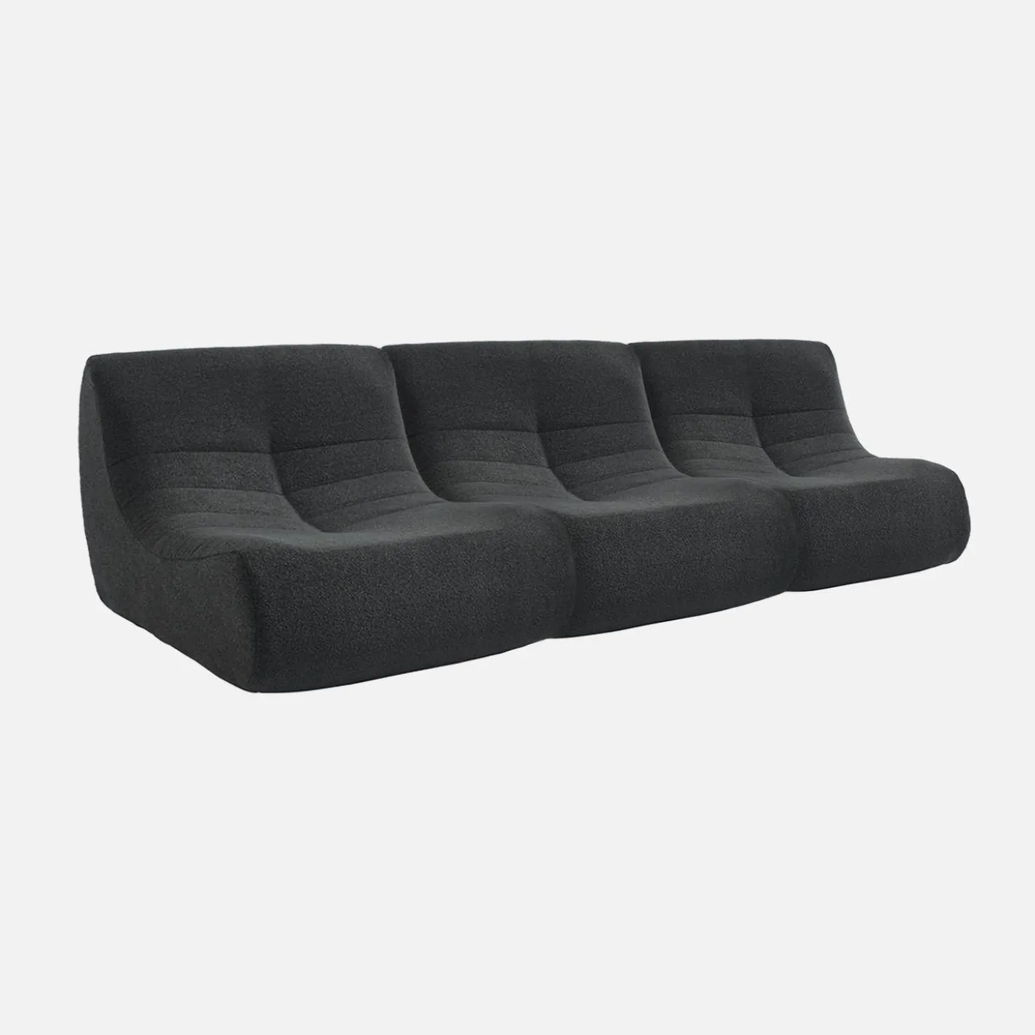 3er-Set modulare 1-Sitzer Sessel mit strukturiertem Bouclé-Bezug