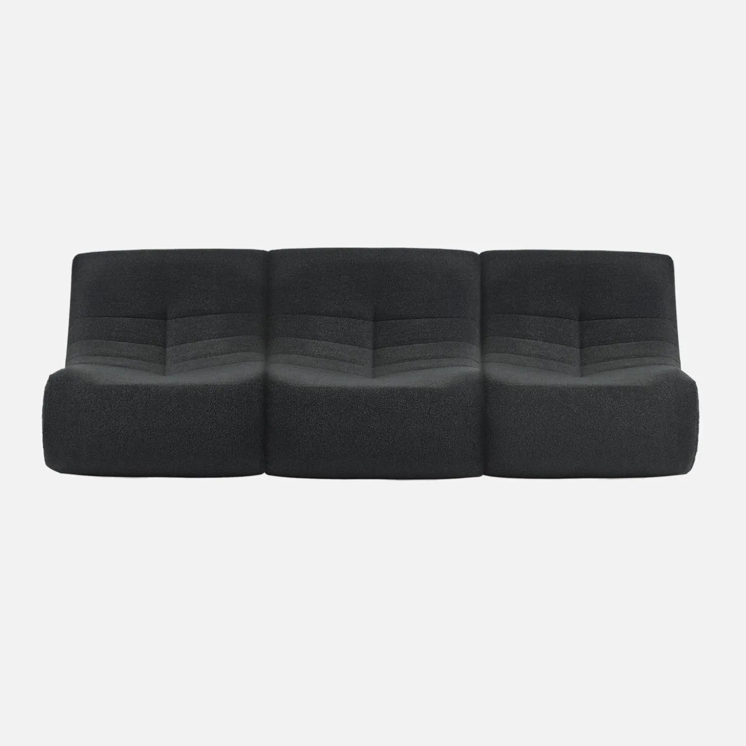 3er-Set modulare 1-Sitzer Sessel mit strukturiertem Bouclé-Bezug