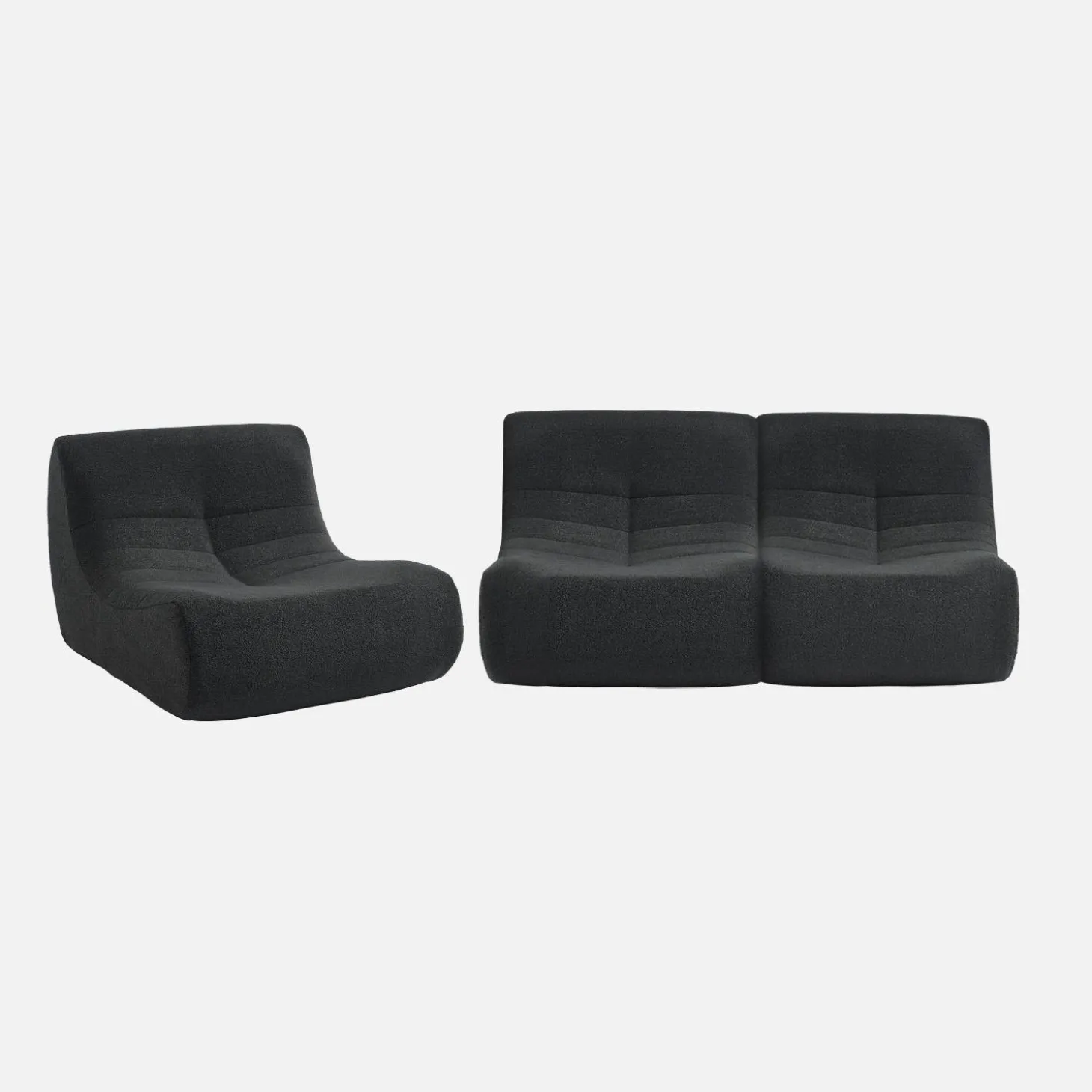 3er-Set modulare 1-Sitzer Sessel mit strukturiertem Bouclé-Bezug