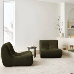 2er-Set modulare 1-Sitzer Sessel mit strukturiertem Bouclé-Bezug