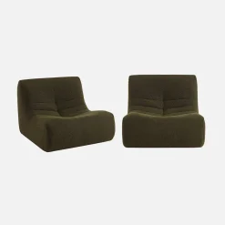2er-Set modulare 1-Sitzer Sessel mit strukturiertem Bouclé-Bezug