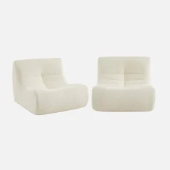 2er-Set modulare 1-Sitzer Sessel mit strukturiertem Bouclé-Bezug
