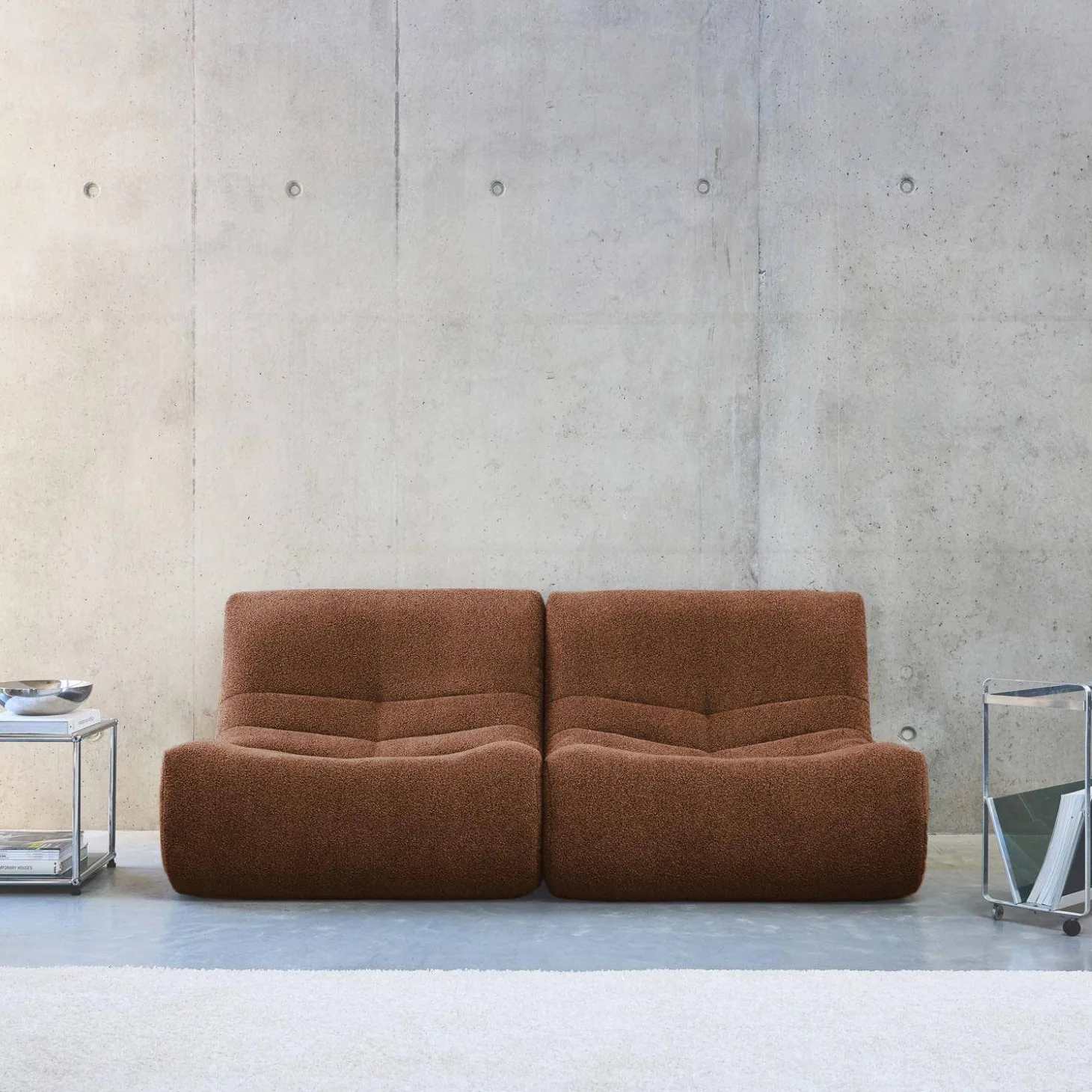 2er-Set modulare 1-Sitzer Sessel mit strukturiertem Bouclé-Bezug