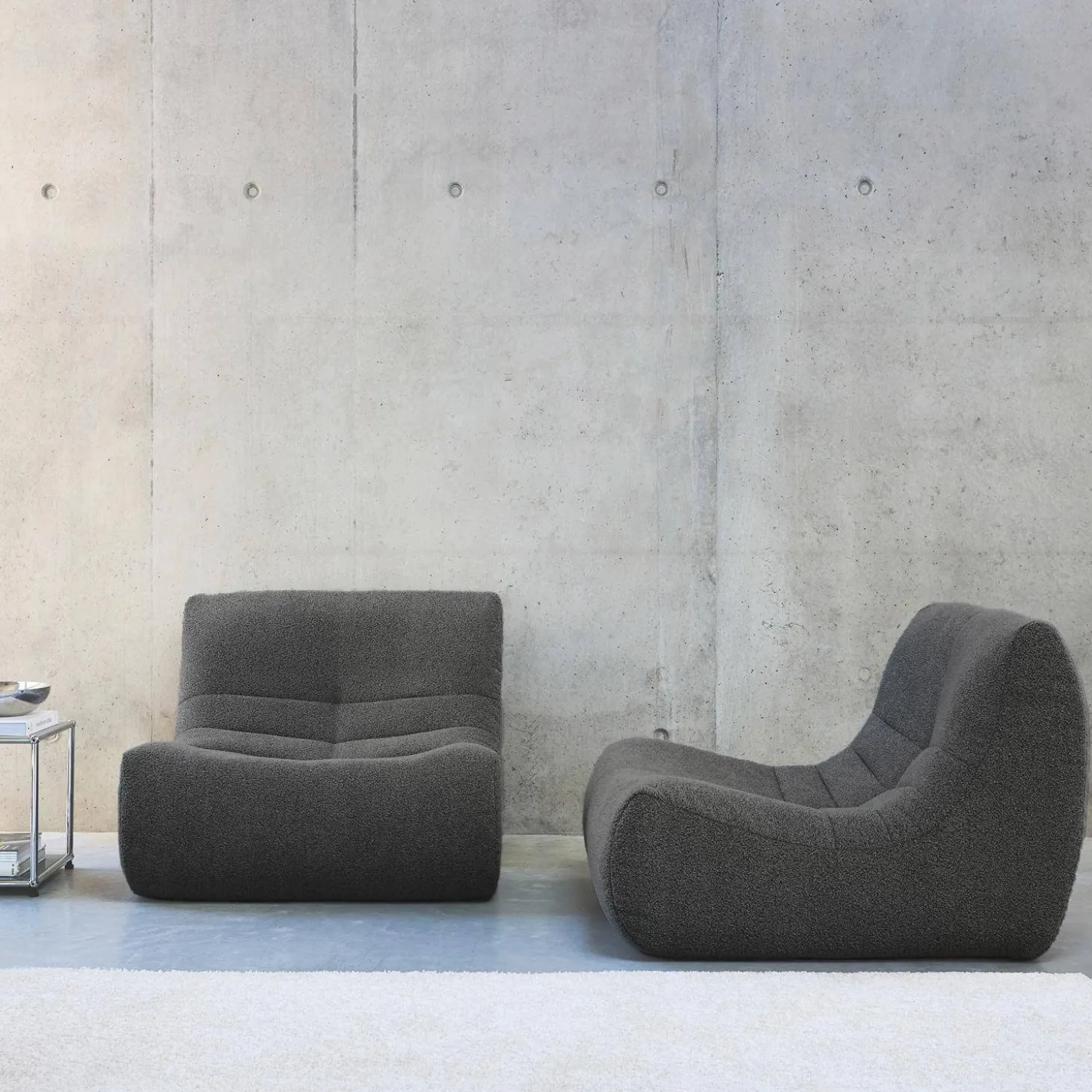 2er-Set modulare 1-Sitzer Sessel mit strukturiertem Bouclé-Bezug