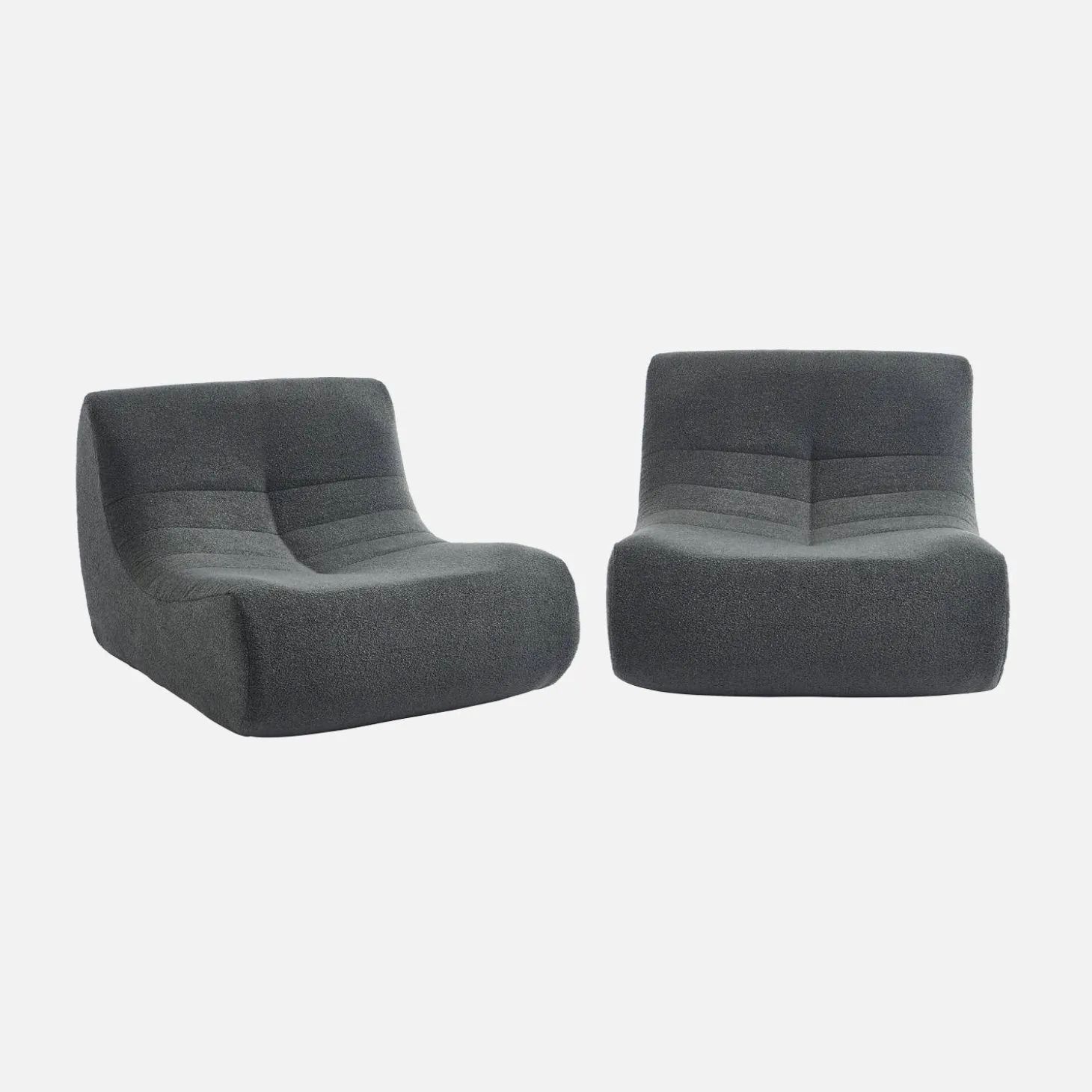 2er-Set modulare 1-Sitzer Sessel mit strukturiertem Bouclé-Bezug